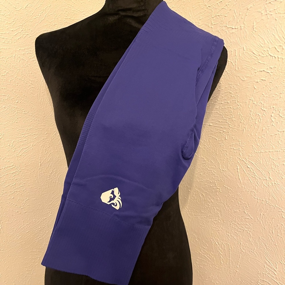 Blue Leggings with White Logo